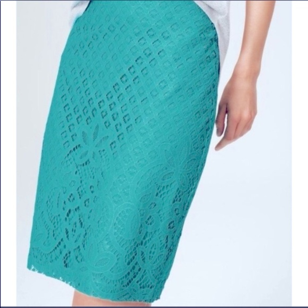 Ann Taylor LOFT Elegant Teal Lace Skirt